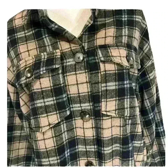 Forever 21 Ladies Black And Tan Heavy Buffalo Plaid Button Down Shirt Size Small - Picture 6 of 15